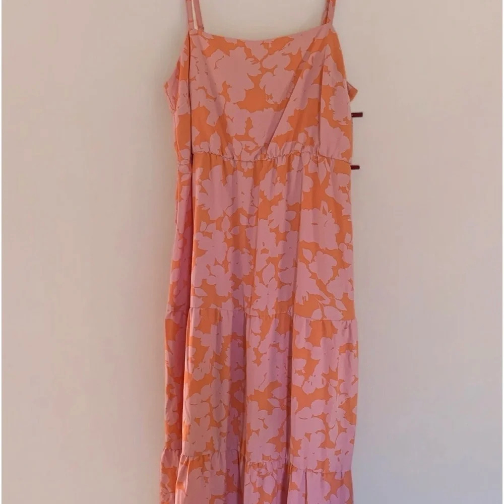 Social Standard by Sanctuary Pink Orange Floral Print Smocked Back Maxi - XL
